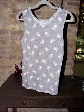 Chaser Gray Tank with Pink Floral Accents